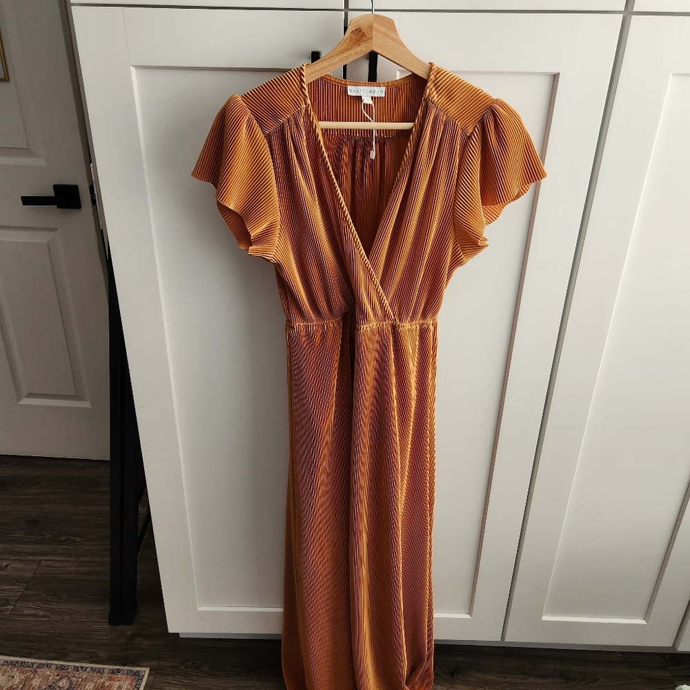Baltic Born Athena Pleated Burnt Orange Maxi Dress Size Small - Picture 5 of 11